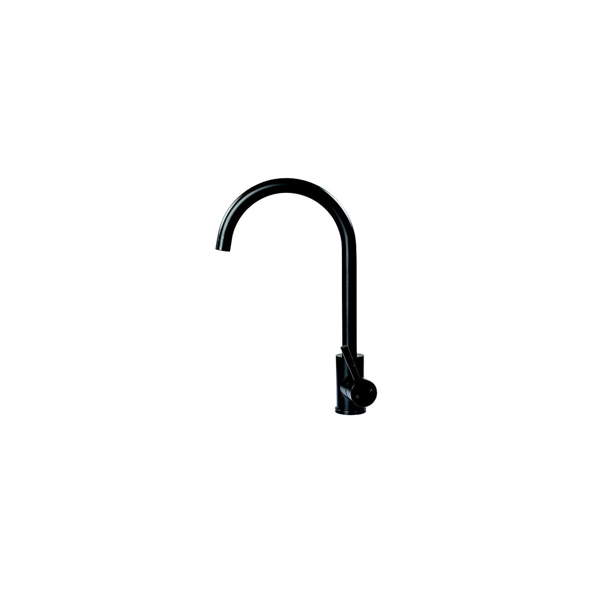 Flow-Max 2021090601 Gooseneck Single Hole Faucet, Curved, Black Finish