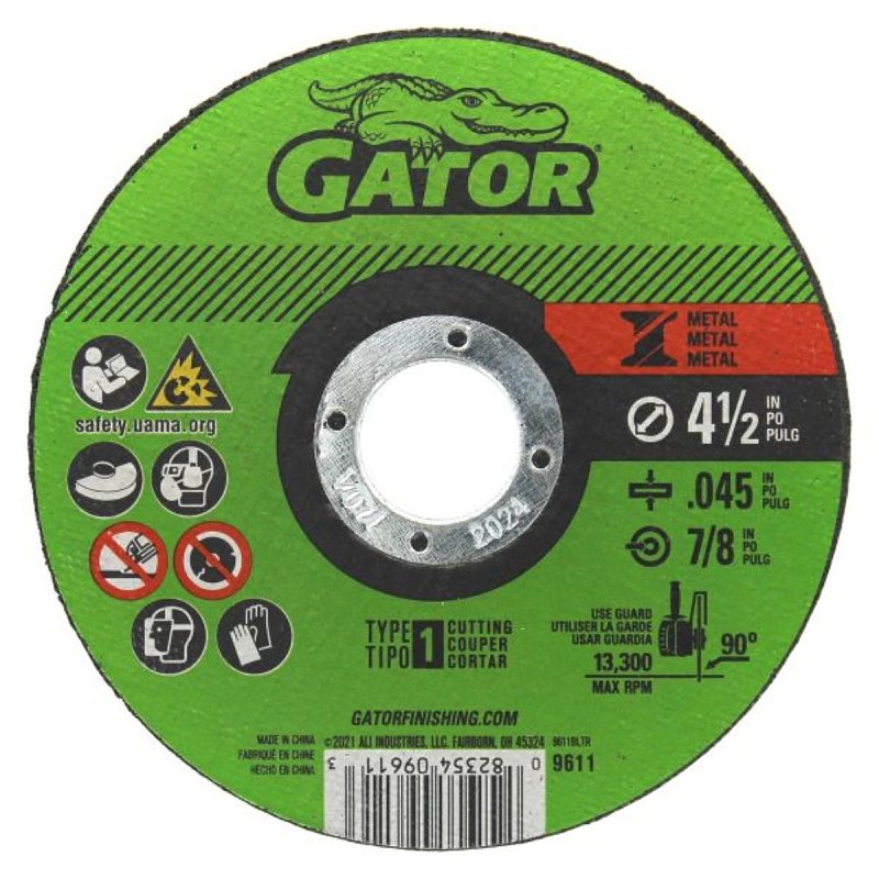 Gator 9611 Cut-Off Wheel, 4-1/2 in Dia, 0.045 in Thick, 7/8 in Arbor, Aluminum Oxide Abrasive