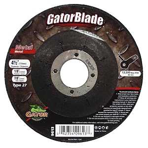 Gator 9613 Grinding Wheel, 4-1/2 in Dia, 1/8 in Thick, 7/8 in Arbor, A24R Grit