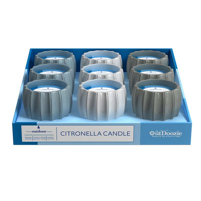 OutDoozie Assorted Ceramic 4 in. H Contour Citronella Candle, Pack of 9