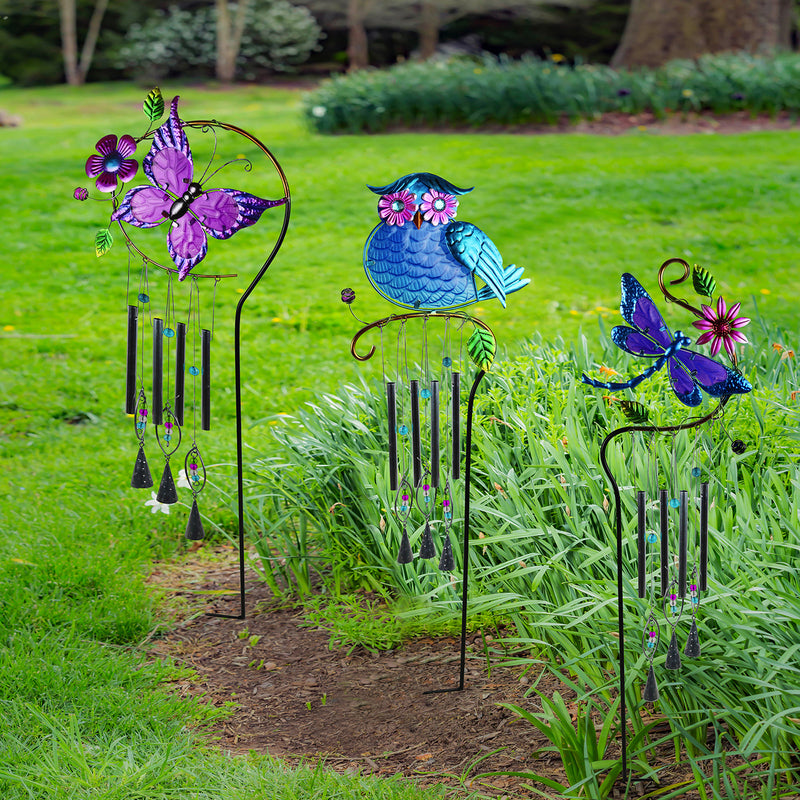Meadow Creek Assorted Glass/Metal 28 in. H Windchime Outdoor Garden Stake, Pack of 12
