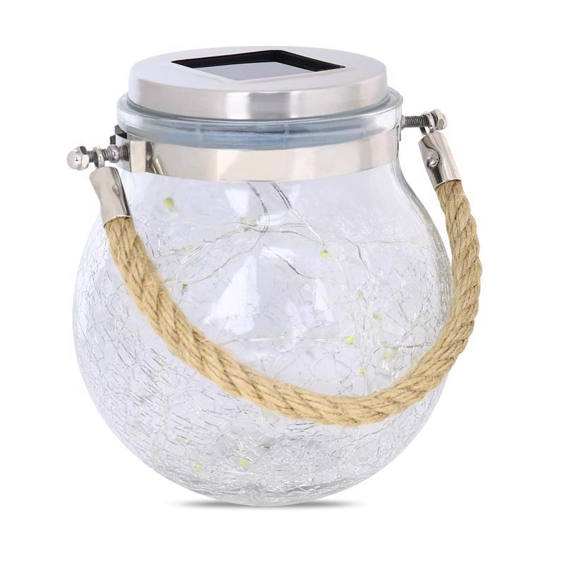 Feit Solar Fixtures 5 in. Solar Power Glass Round Bronze Crackle Jar w/Fairy Lights, Pack of 3