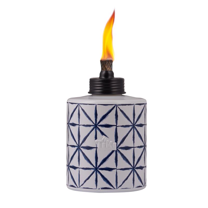 TIKI Blue/White Glass 5.75 in. Tiedye Tabletop Torch 1 pc, Pack of 6