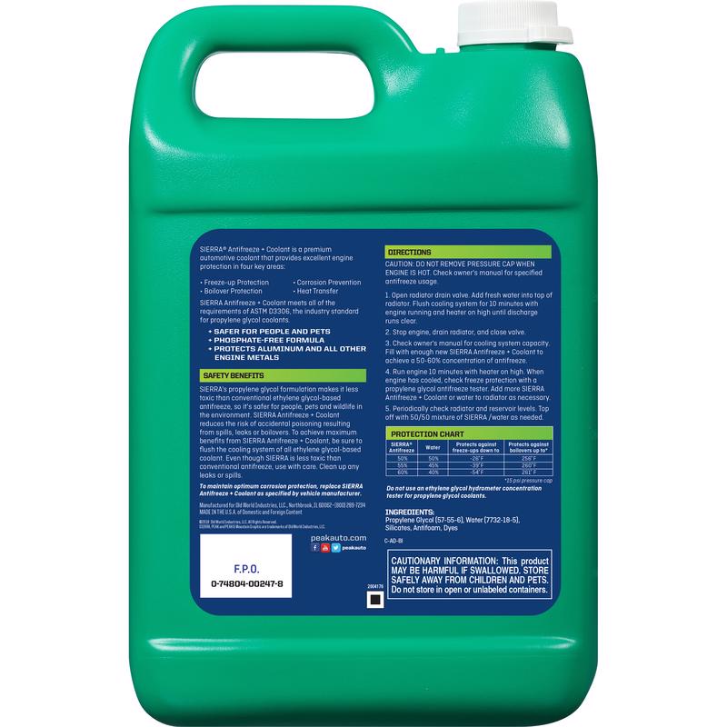 Peak Sierra Concentrated Antifreeze/Coolant 1 gal, Pack of 6