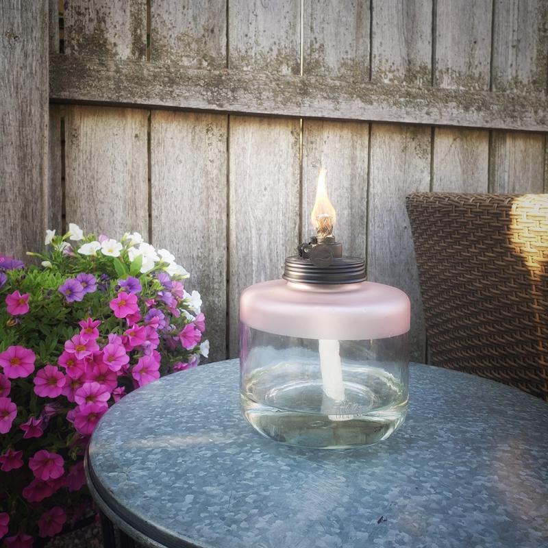 TIKI Adjustable Flame Pink Glass 6.5 in. Tabletop Torch 1 pc, Pack of 6