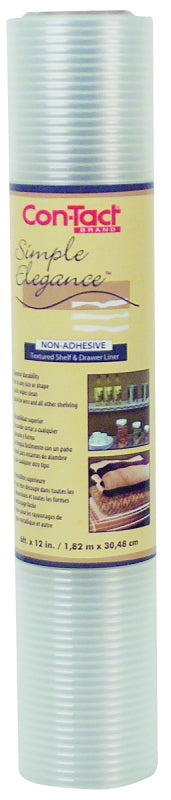 Con-Tact 06F-C8Q01-06 Ribbed Shelf Liner, 6 ft L, 12 in W, 0.01 in Thick, Vinyl, Clear