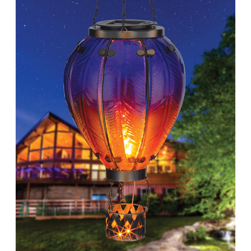 Regal Art & Gift Purple Glass/Metal 23.5 in. H Hot Air Balloon Lantern, Pack of 4