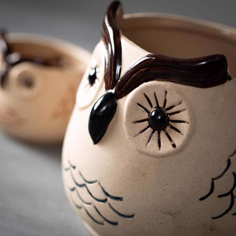 Sullivans Brown Ceramic 6 in. H Owl Planter, Pack of 2