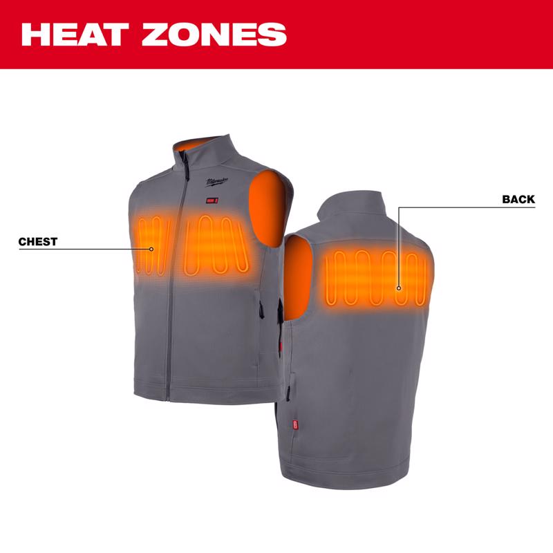 Milwaukee M12 M Sleeveless Unisex Full-Zip Heated Vest (Vest Only) Gray