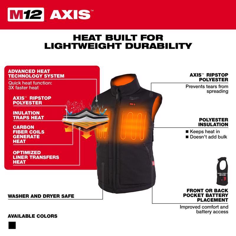 Milwaukee M12 S Sleeveless Women's Full-Zip Heated Vest (Vest Only) Black