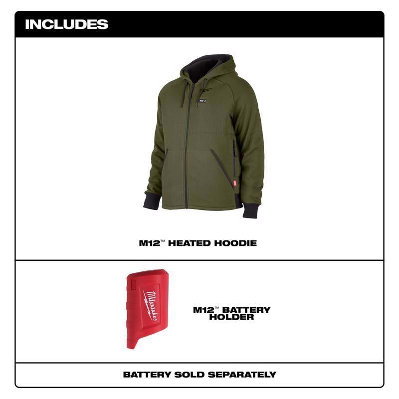 Milwaukee M12 XXL Long Sleeve Men's Full-Zip Heated Hoodie (Hoodie Only) Green