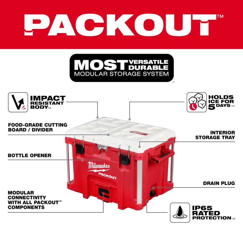 Milwaukee Packout Red/White 40 qt Cooler