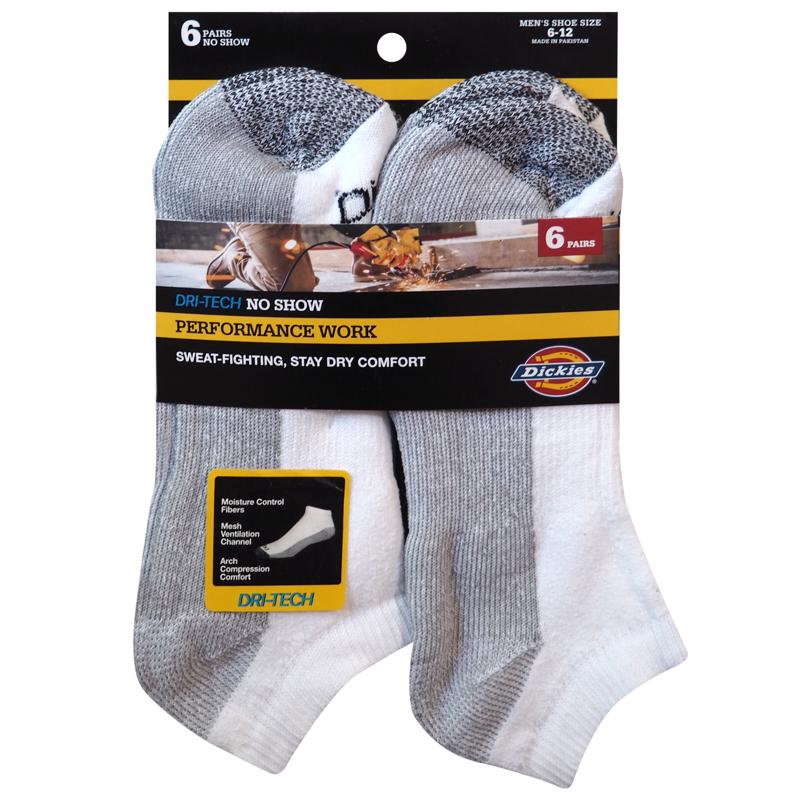 Dickies Men's Dri-Tech No-Show Socks White, Pack of 2
