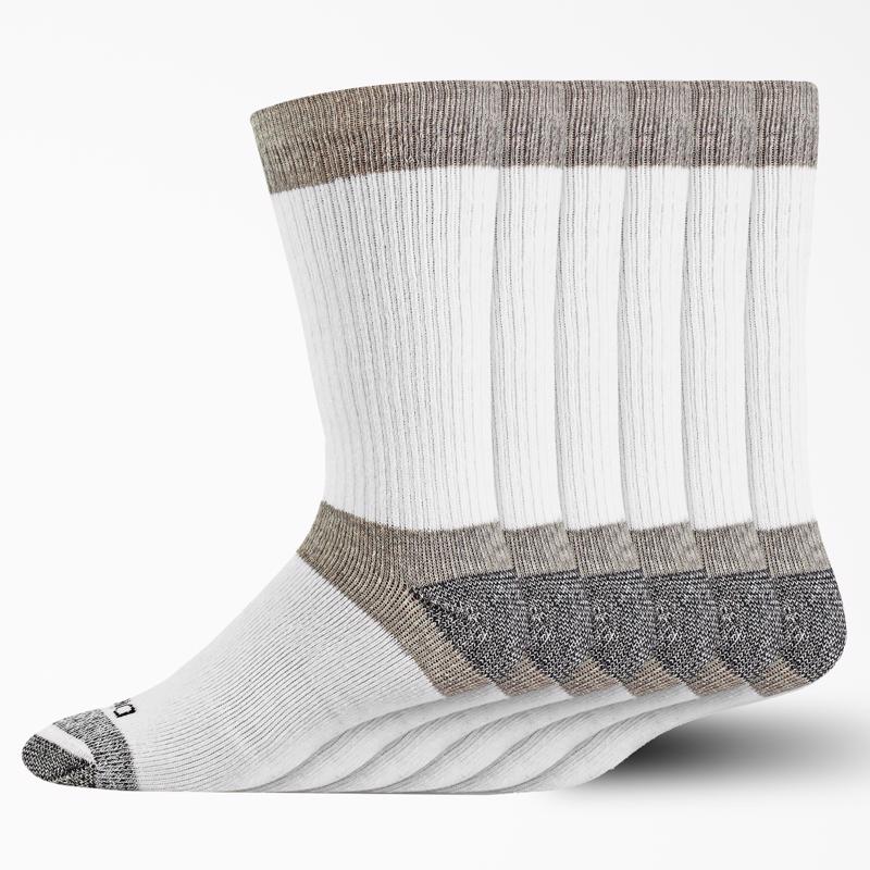 Dickies Dri-Tech Men's 6-12 Cushion Crew Socks White, Pack of 2