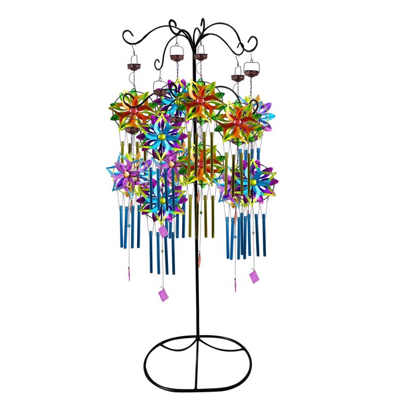 Alpine Assorted Metal 35 in. Solar Kinetic Spinner Wind Chime, Pack of 12