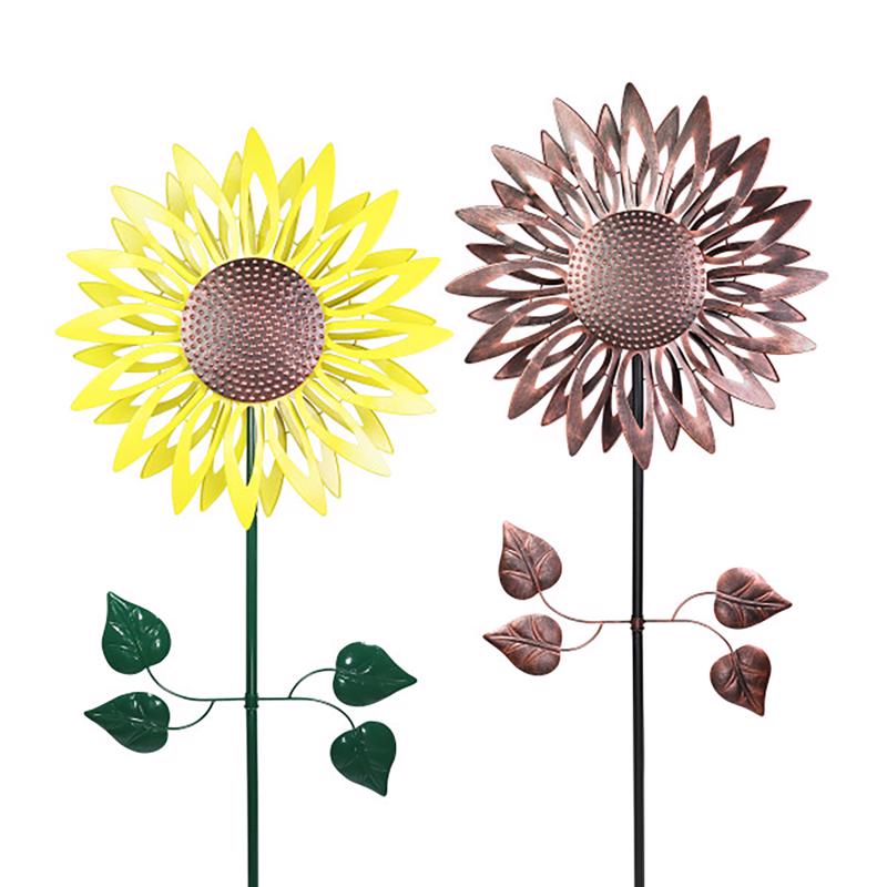Exhart Assorted Metal 84 in. H Kinetic Sunflower Outdoor Garden Stake, Pack of 6