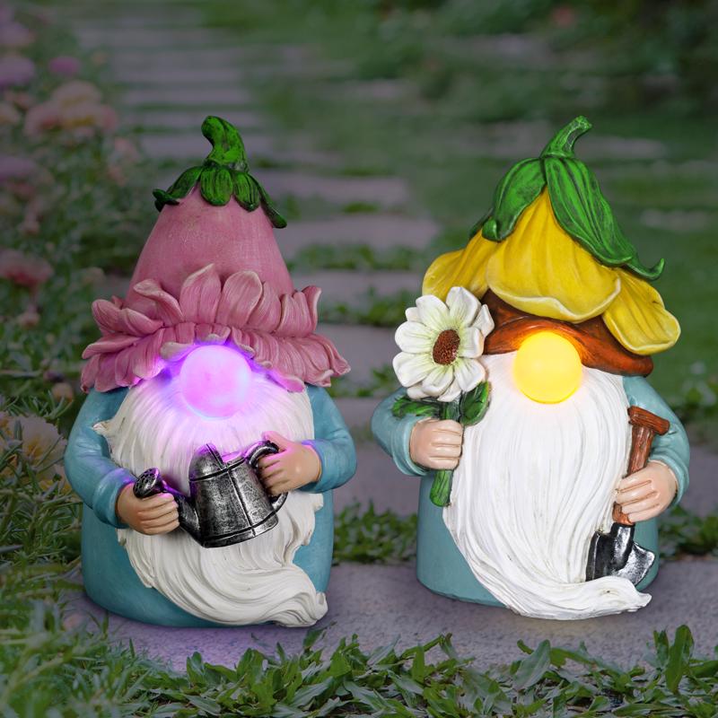 Exhart Resin Multi-color 7.48 in. Gnome Garden Statue, Pack of 4