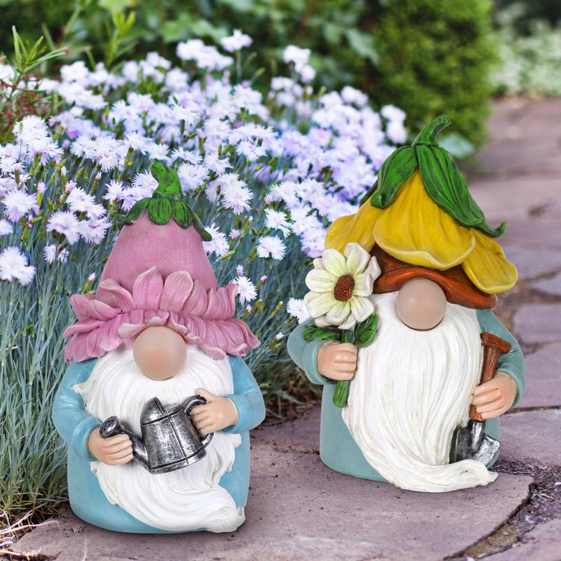 Exhart Resin Multi-color 7.48 in. Gnome Garden Statue, Pack of 4