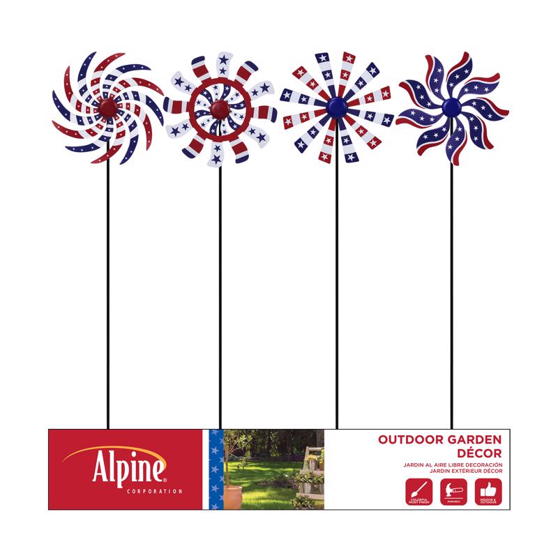 Alpine Multicolored Metal 37 in. H Patriotic Windmill Outdoor Garden Stake, Pack of 8