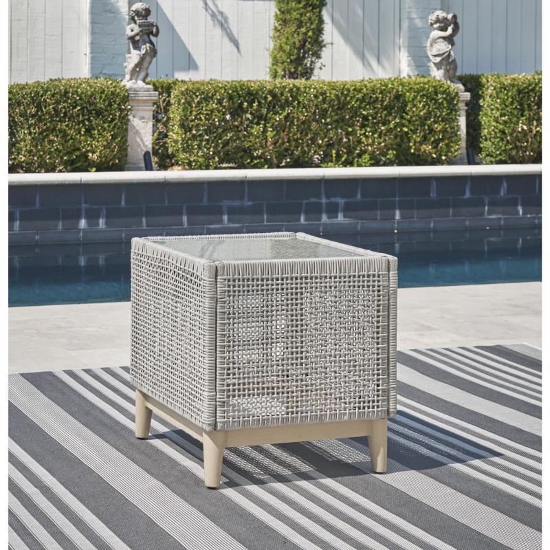 Signature Design by Ashley Seton Creek Gray Square Glass Casual End Table