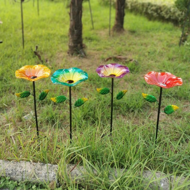 Alpine Glass/Metal 30 in. Bird Bath with Stake, Pack of 8