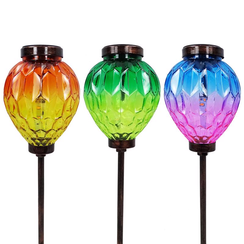 Alpine Multicolored Acrylic/Glass/Metal 15 in. H Solar Garden Stake, Pack of 6
