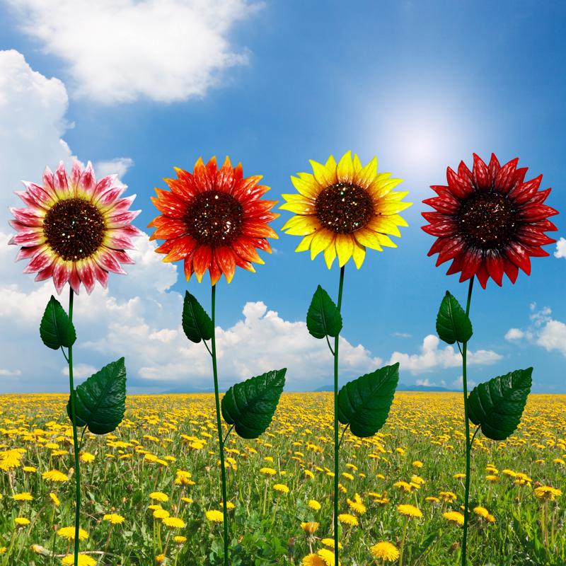 Alpine Assorted Metal 34 in. H Sunflower Outdoor Garden Stake, Pack of 12