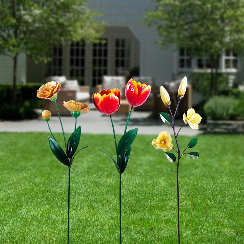 Alpine Assorted Metal 51 in. H X 8 in. L X 3 in. W Flower Outdoor Garden Stake, Pack of 9