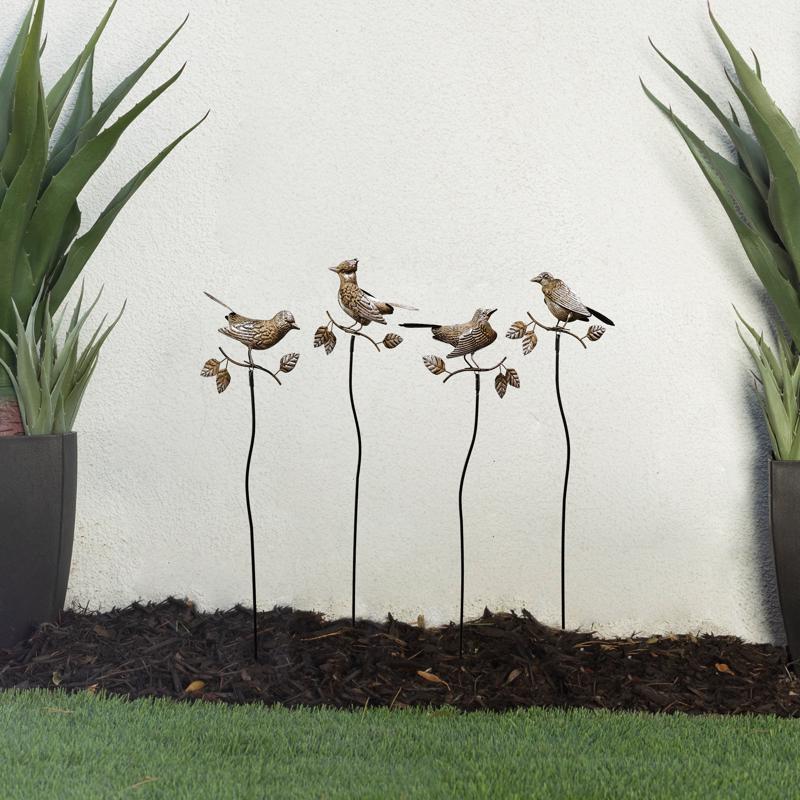 Alpine Bronze Metal 32 in. H X 9 in. L X 2 in. W Bird Outdoor Garden Stake, Pack of 12