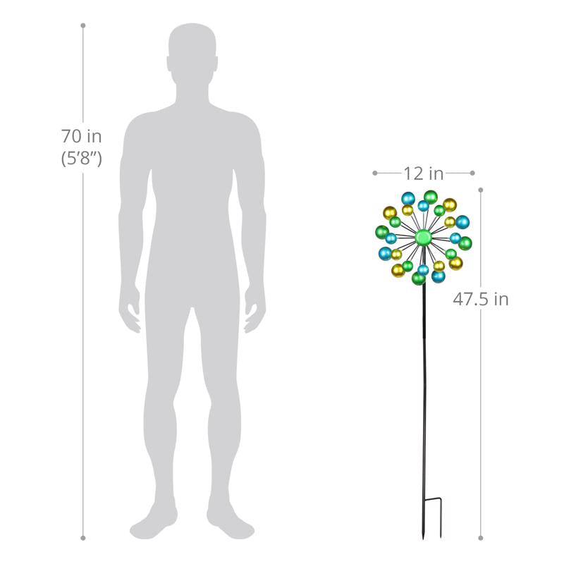 Exhart Multicolored Metal 47 in. H Double Bubble Windmill Stake, Pack of 12
