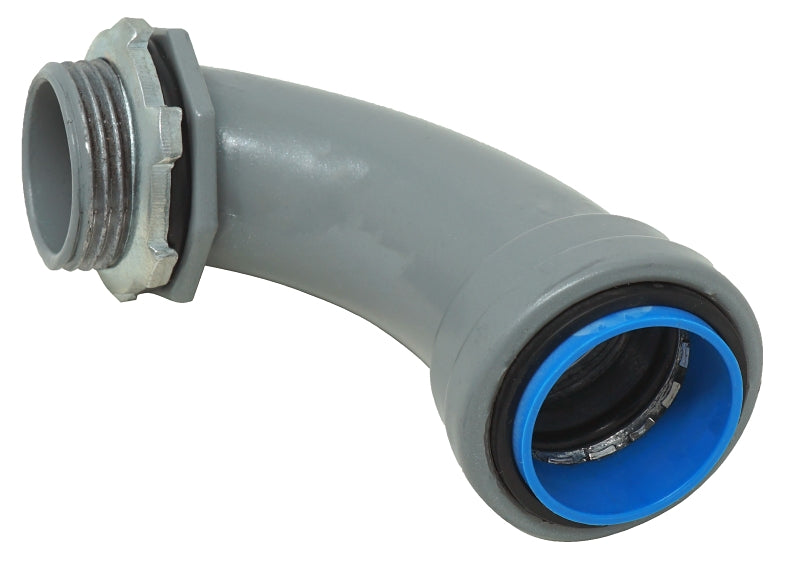 Southwire SIMPush LTNM-90-050-Q5 Liquidtight Connector, 1/2 in Push-On, PVC, Gray, 5/PK