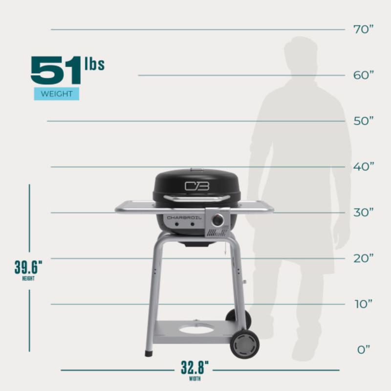 Charbroil Bistro Pro 1 Burner Charcoal/Liquid Propane Grill Black/Silver