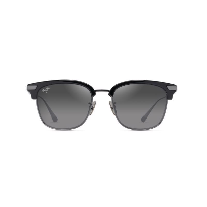 Maui Jim Kalaunu AF Unisex Shiny Black w/Dark Silver Frame Neutral Grey Lens Polarized Sunglasses
