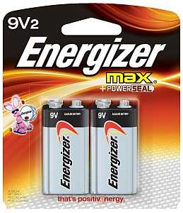Energizer 522BP-2 Battery, 9 V Battery, 625 mAh, Alkaline, Manganese Dioxide, Zinc, Rechargeable: No, 2/PK