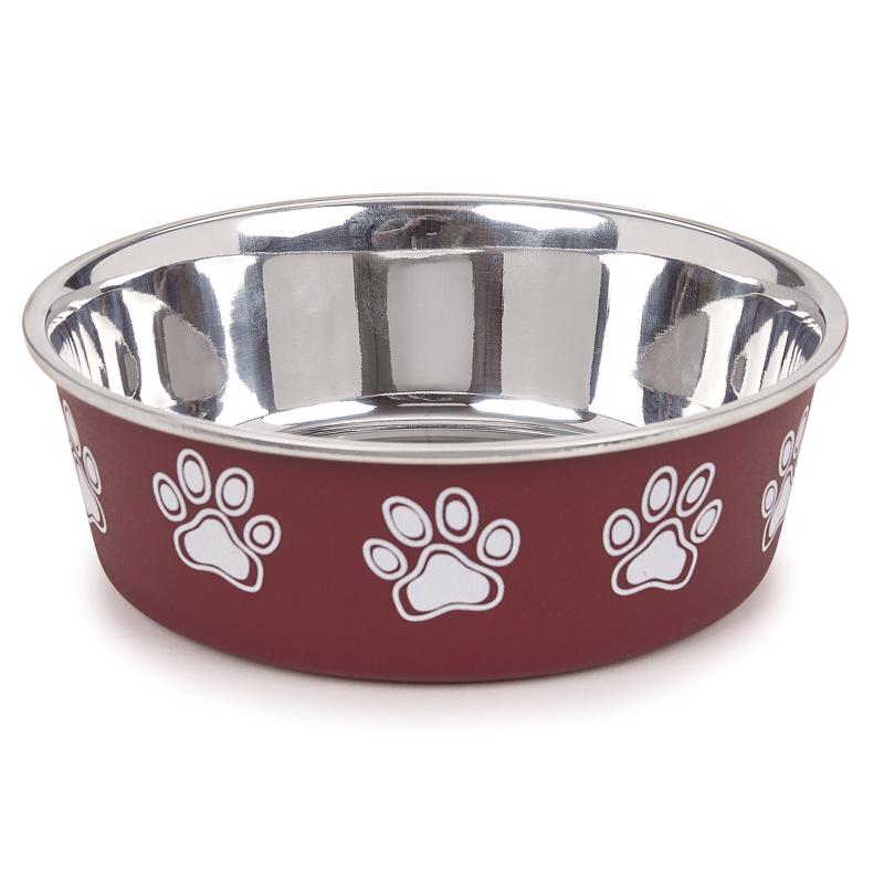 Proselect Goodie Merlot Stainless Steel 52 oz Pet Bowl For Dogs, Pack of 6