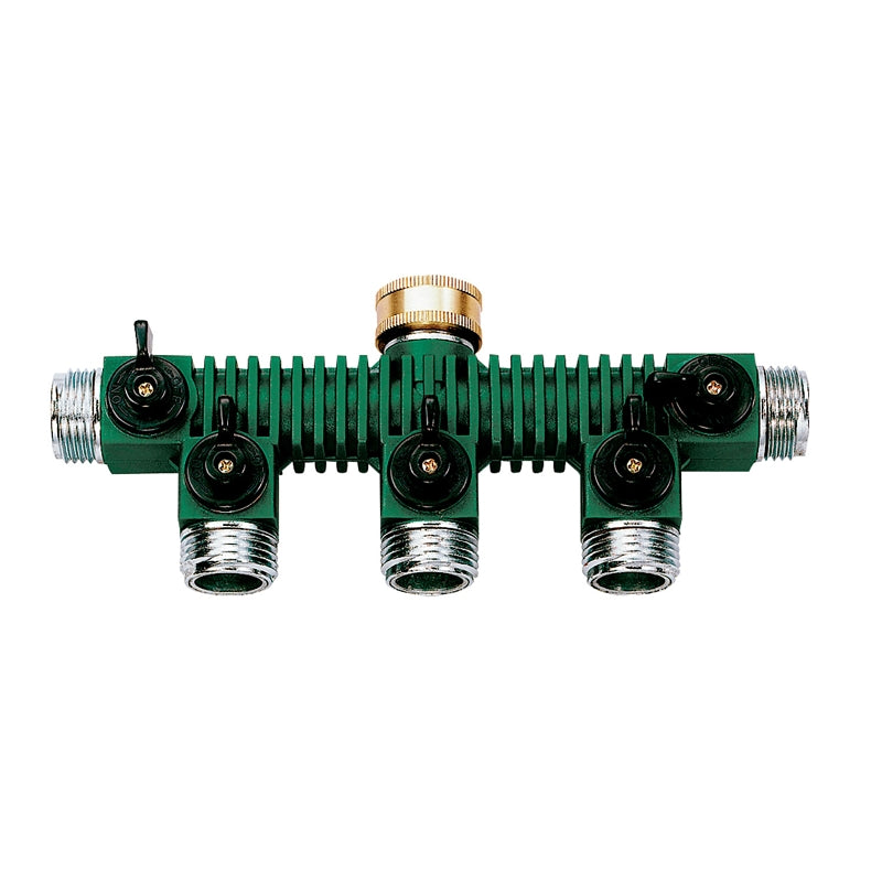 Orbit Irrigation Products 62019N Hose Faucet Manifold with Shut-Off Valve Swivel, Zinc