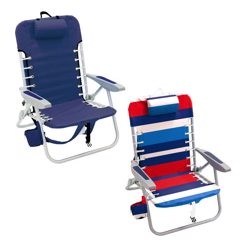 Rio Brands 4-Position Assorted Beach Backpack Chair, Pack of 4
