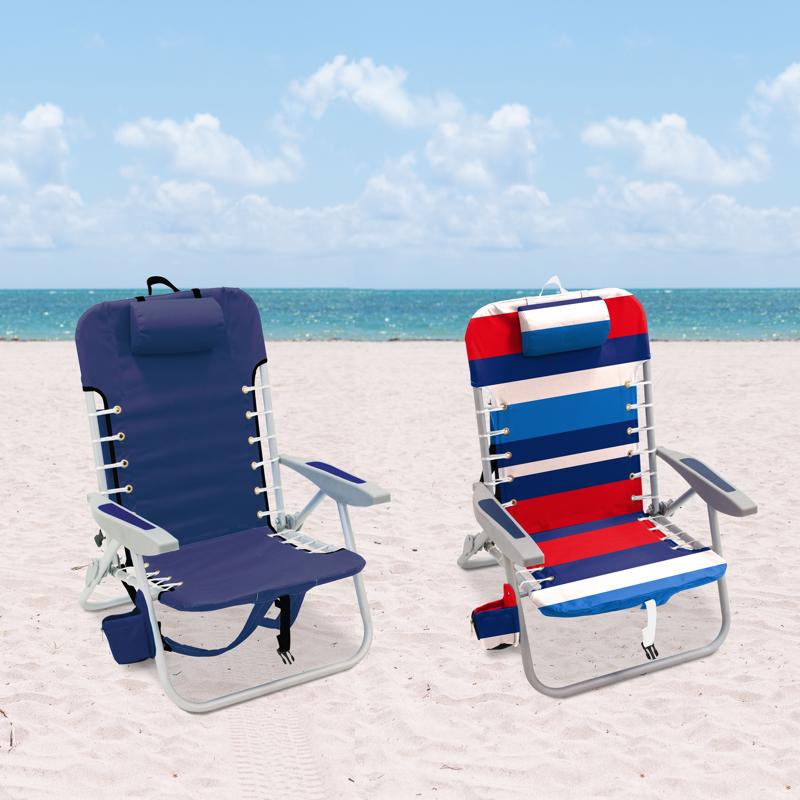 Rio Brands 4-Position Assorted Beach Backpack Chair, Pack of 4