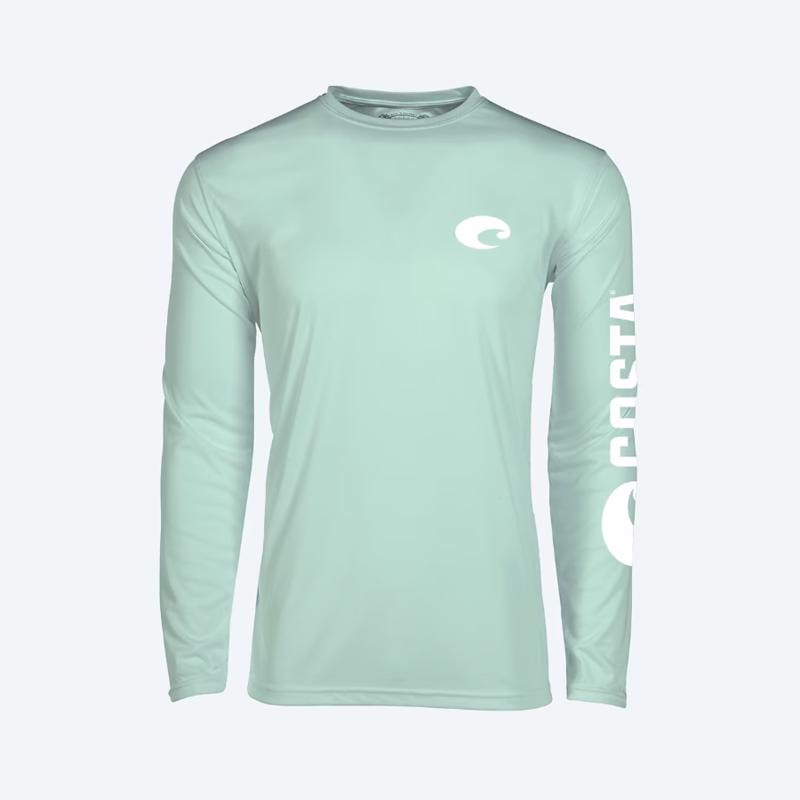 Costa M Long Sleeve Men's Crew Neck Mint Technical Crew Tee Shirt