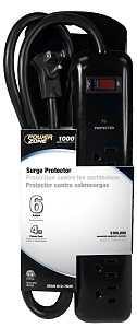 PowerZone OR802225 Surge Protector Tap Strip, 125 V, 15 A, 6-Outlet, 1000 Joules Energy, Black
