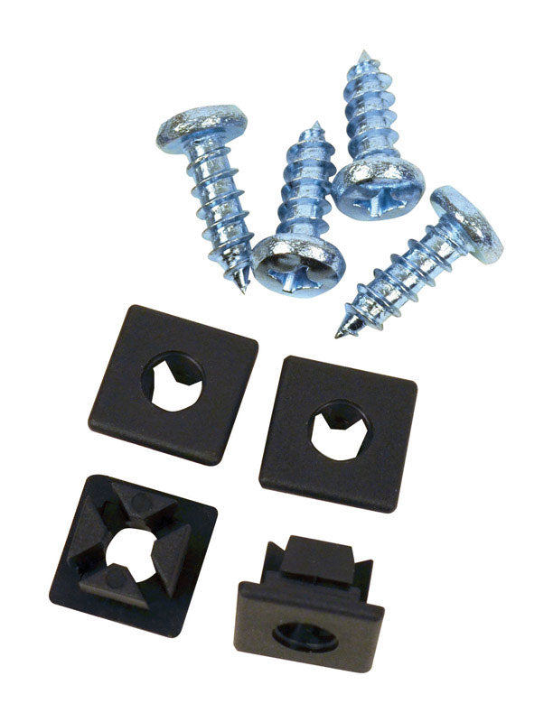 Custom Accessories Black/Silver Metal/Nylon License Plate Fasteners, Pack of 12