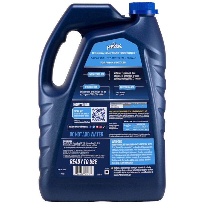Peak Asian Blue 50/50 Antifreeze/Coolant 1 gal, Pack of 6