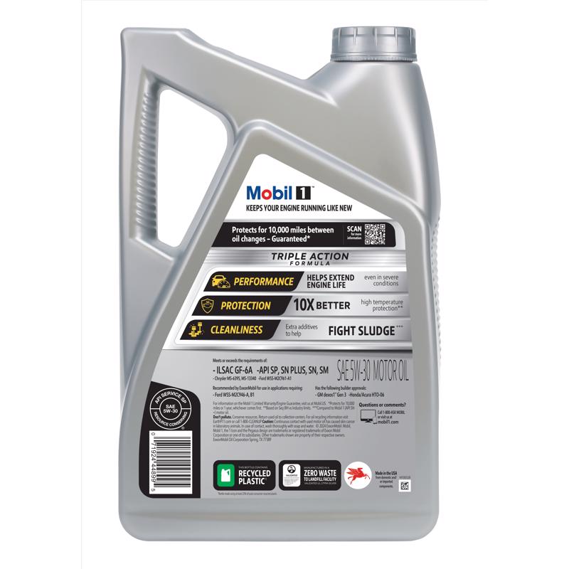 MOBIL 1 Gasoline Synthetic Motor Oil 5 qt, Pack of 3