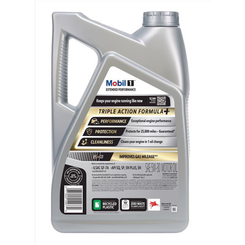 Mobil 1 Extended Peformance 5W-30 Gasoline Synthetic Motor Oil 5 qt, Pack of 3