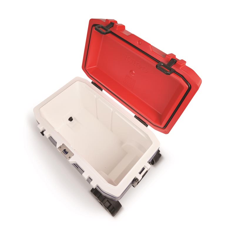 Trailmate Blue/Red/White 75 qt Roller Cooler
