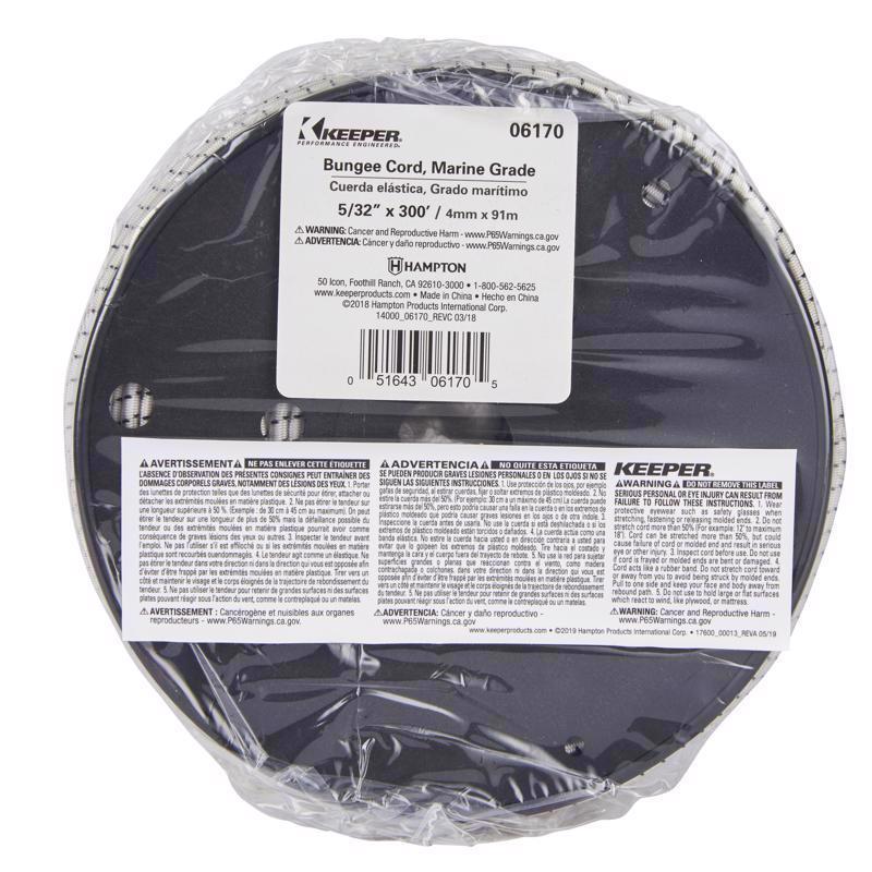 Keeper White Bungee Cord 300 ft. L X 5/32 in. 1 pk