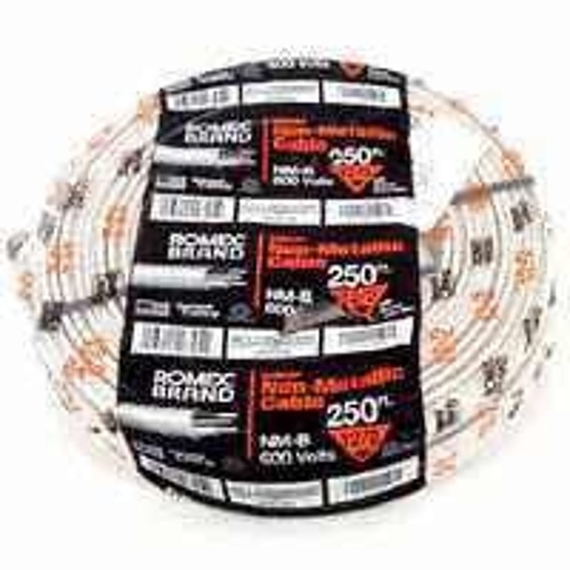 Romex 14/3NM-WGX250 Building Wire, 14 AWG Wire, 3-Conductor, 250 ft L, Copper Conductor, PVC Insulation, Nylon Sheath