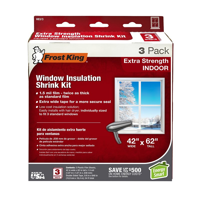 Frost King V83/3 Insulation Kit, 42 in W, 1.5 mil Thick, 62 in L