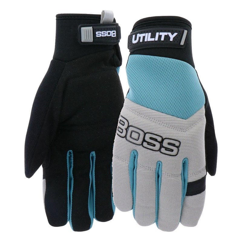 Boss Utility B52324-WML High-Dexterity Gloves, Women's, M/L, 7-1/8 to 8-3/8 in L, Reinforced Thumb, Hook and Loop Cuff