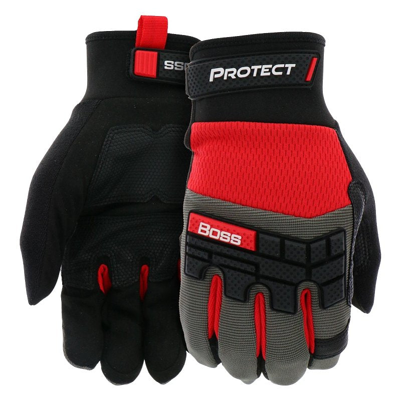 Boss Protect B52344-L High-Dexterity Work Gloves, L, 8 to 8-3/8 in L, Reinforced Thumb, Hook and Loop, Slip-On Cuff